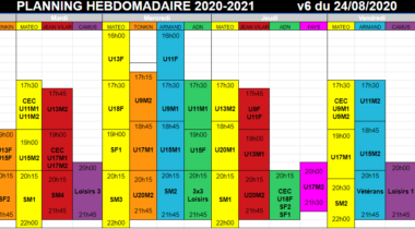 Planning entrainements