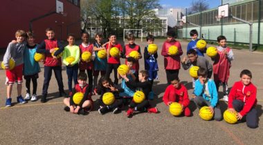 Groupe U11M, BCCL, dirigé par Clémence aux Brosses, Villeurbanne, le 27 mars 2021